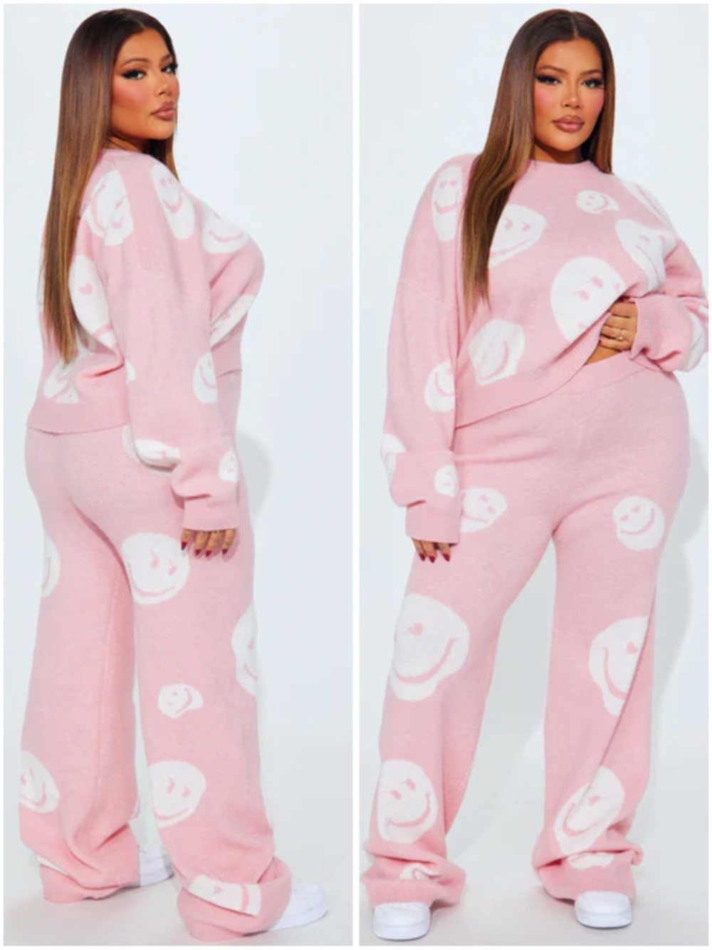 Smile For Me Sweater Pant Set - Pink - Sz 1X